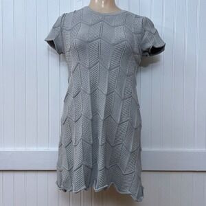 Lucy Paris Dress Knit Bodycon Clubwear Silver‎ Cocktail Mini Zig Zag Striped S